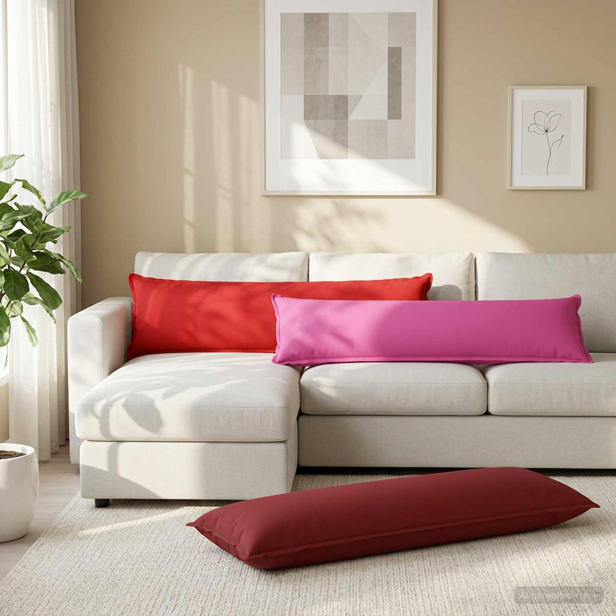 vidaXL Cushion with Pillow HOUTEN Wine Red 40 x 145 cm Polyester