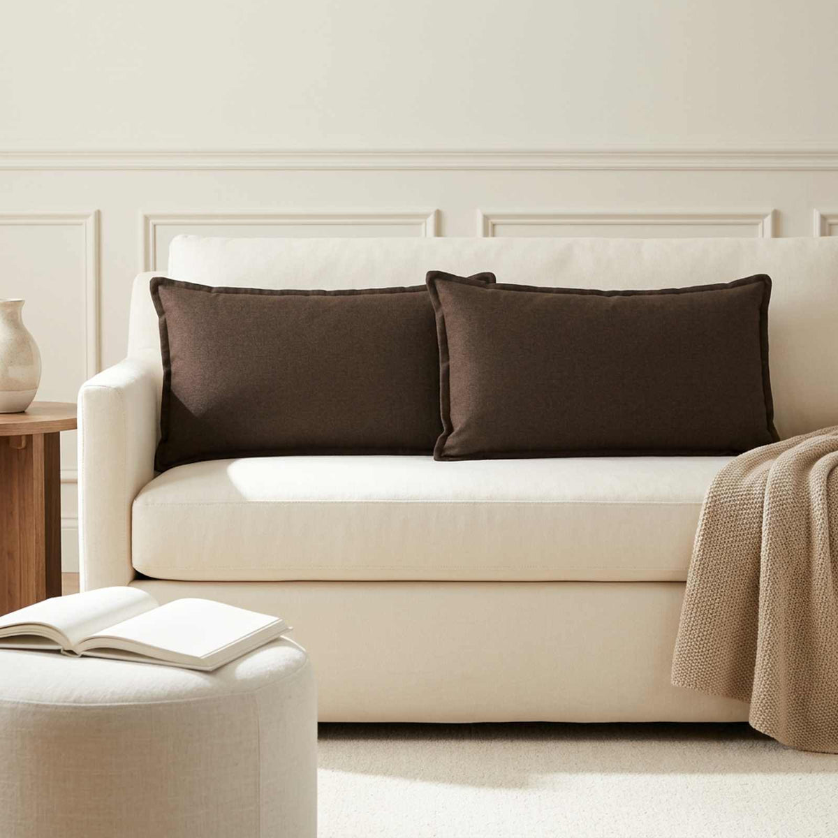 vidaXL Cushion with Pillow HOUTEN 2 pcs Taupe Faux Linen