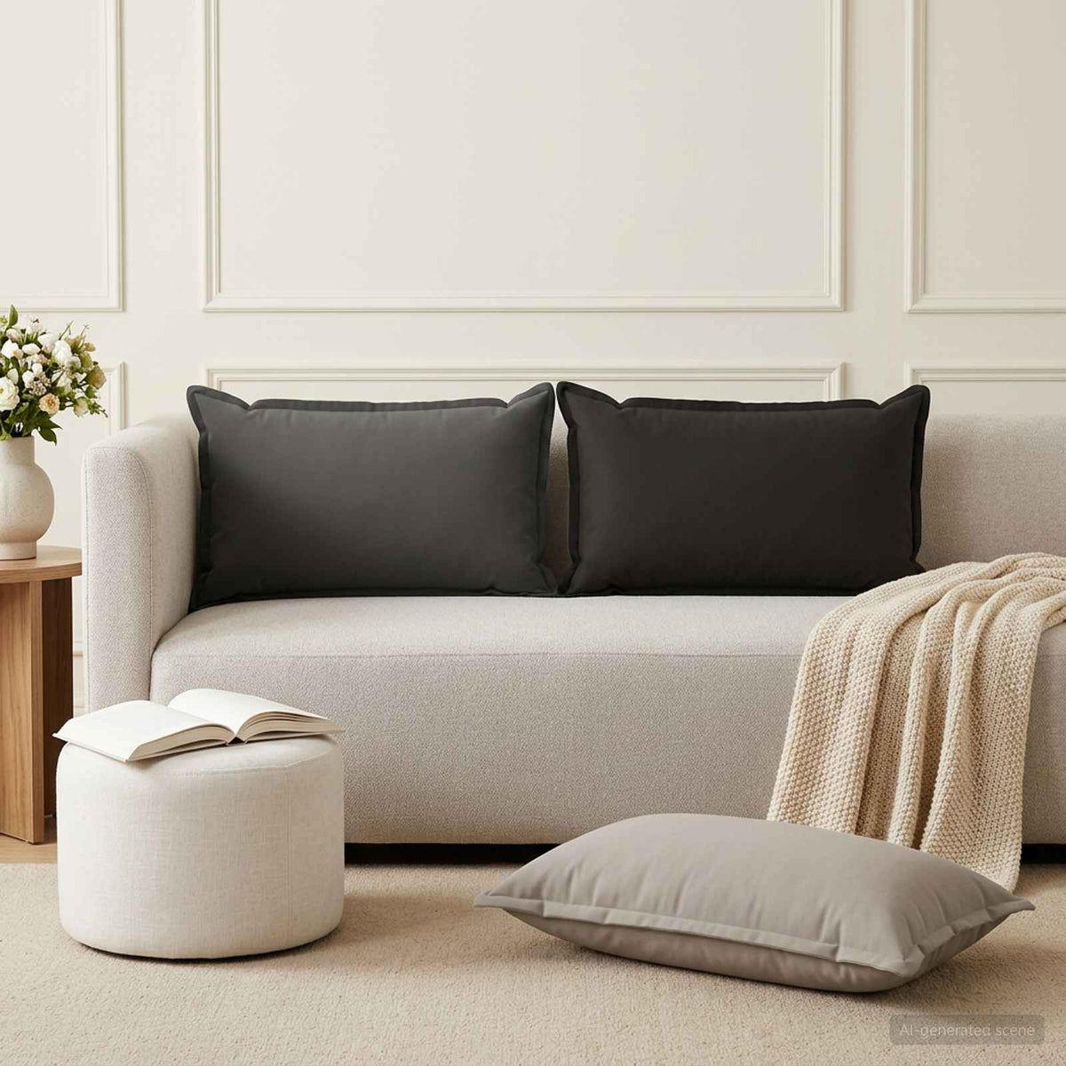 vidaXL Cushion with Pillow HOUTEN 12 pcs Grey Polyester