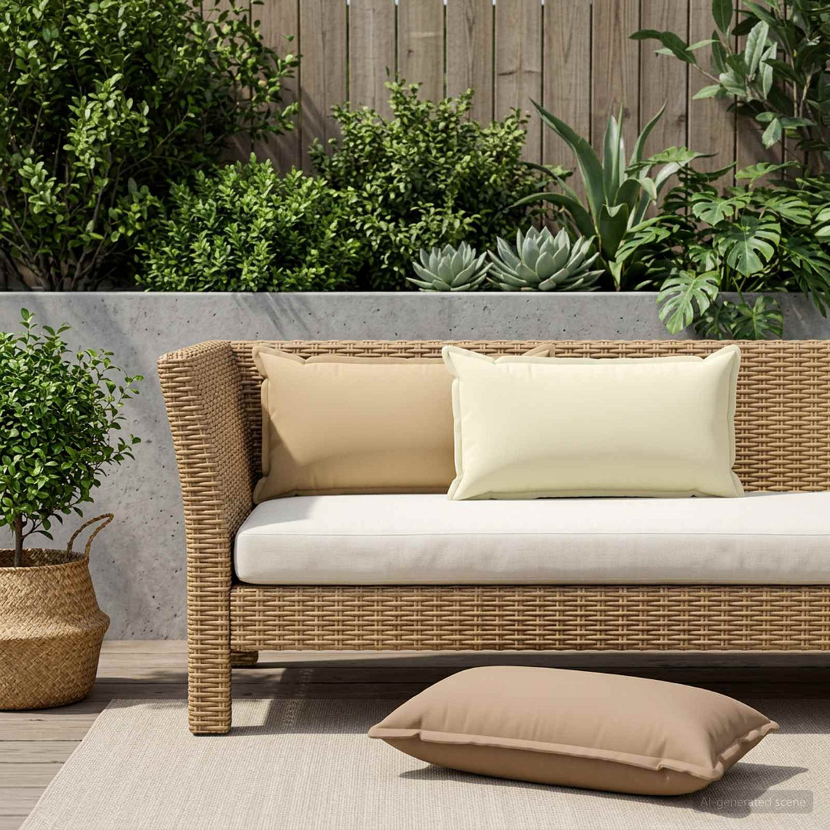 vidaXL Cushion with Pillow HOUTEN 6 pcs Cream Polyester