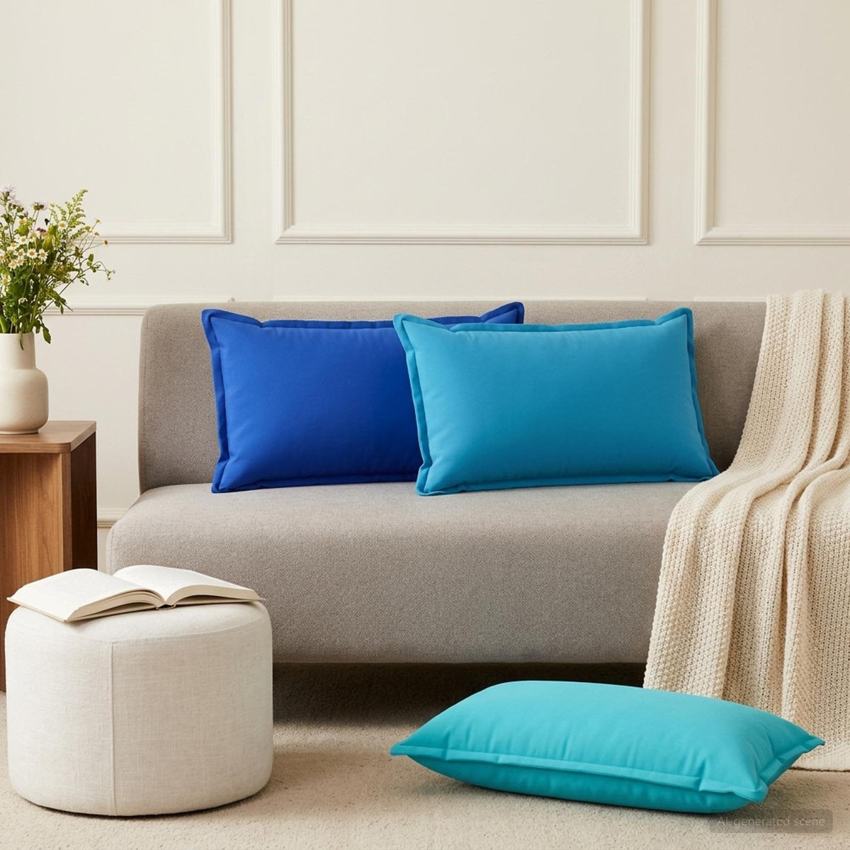 vidaXL Cushion with Pillow HOUTEN 2 pcs Royal Blue Polyester