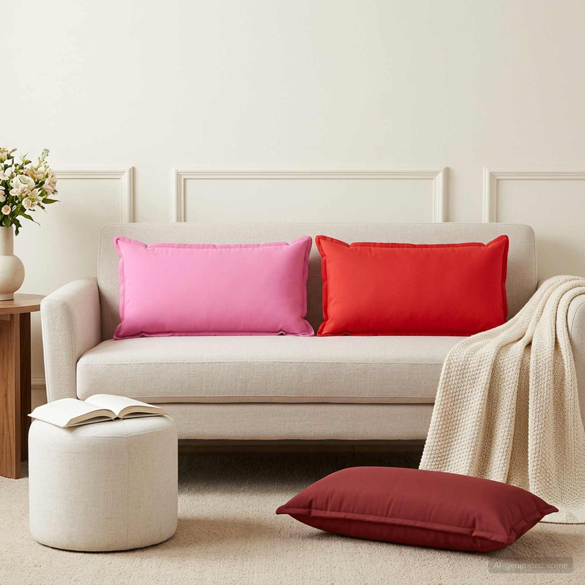 vidaXL Cushion with Pillow HOUTEN 6 pcs Wine Red Polyester
