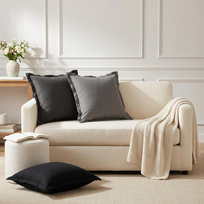 vidaXL Throw Pillow 12 pcs HOUTEN Dark Grey 45 x 45 cm Faux Linen