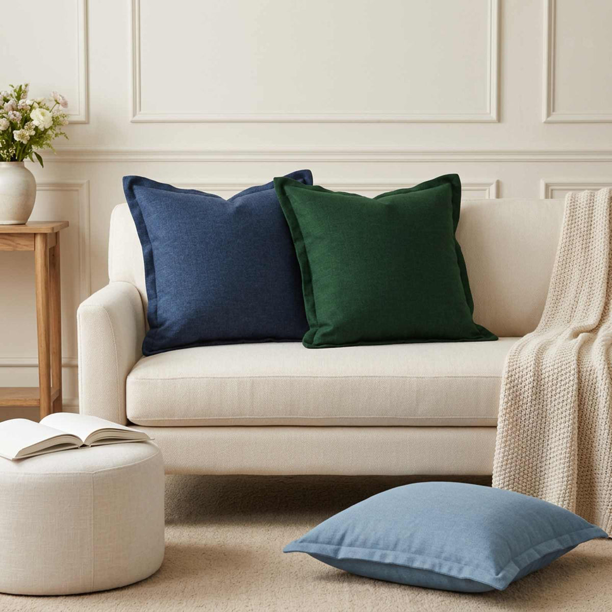 vidaXL Throw Pillow 6 pcs HOUTEN Blue 45 x 45 cm Faux Linen