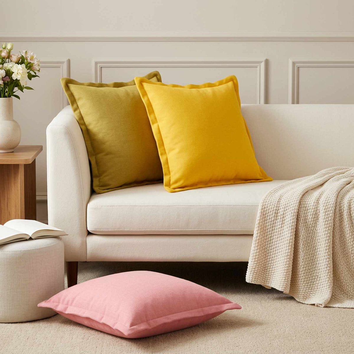 vidaXL Throw Pillow 6 pcs HOUTEN Pink 50 x 50 cm Faux Linen