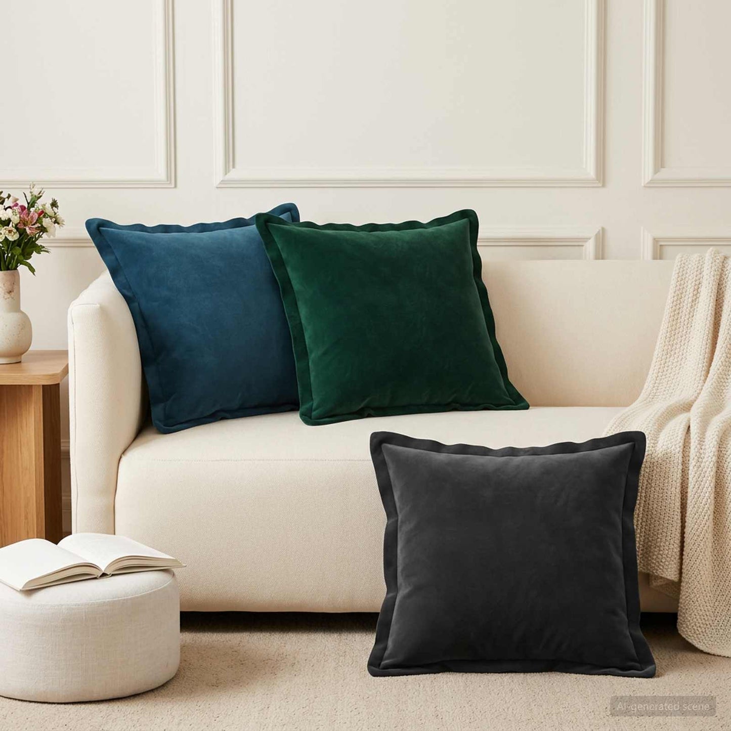 vidaXL Cushion with Pillow HOUTEN 12 pcs Black Velvet