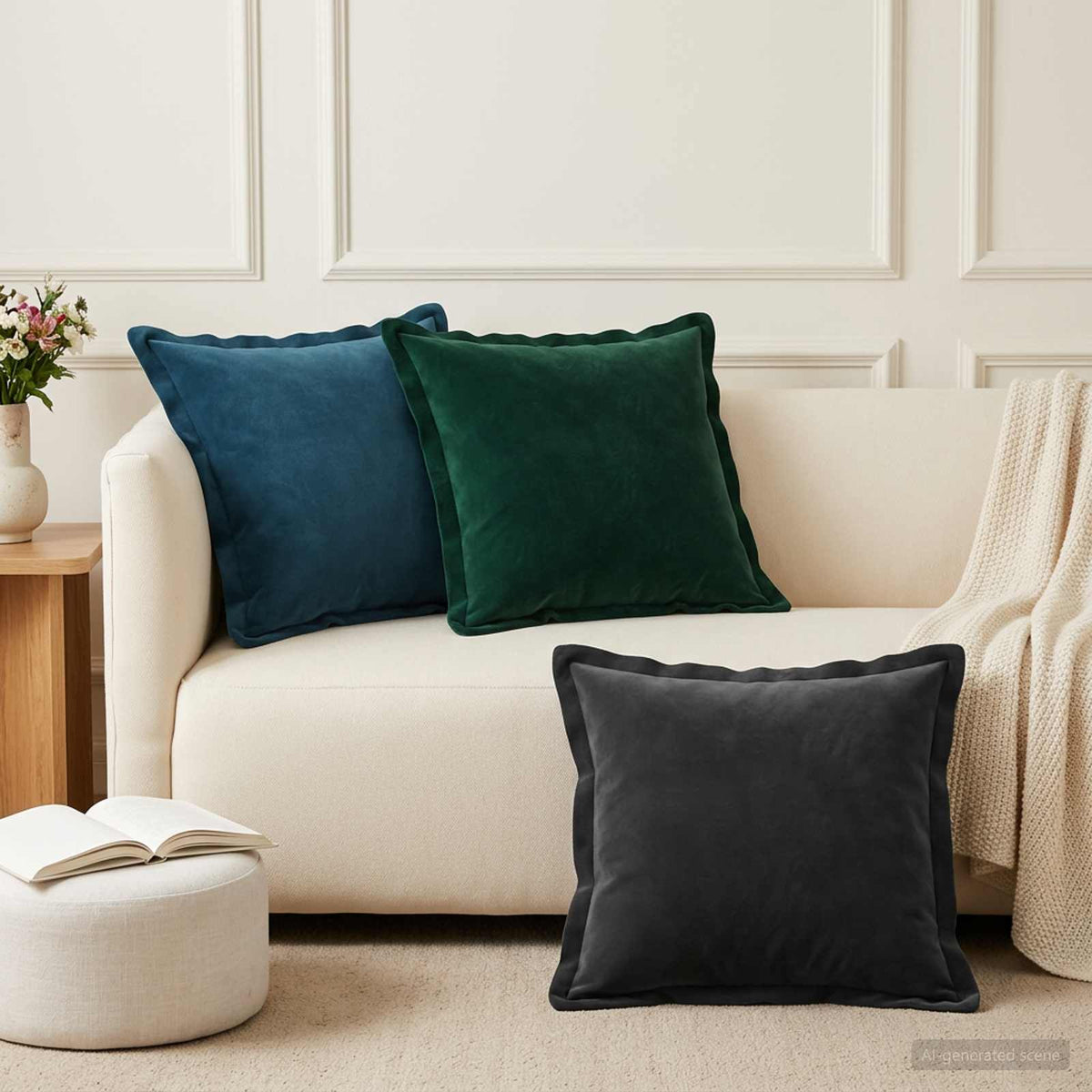 vidaXL Cushion with Pillow HOUTEN 6 pcs Dark Green Velvet