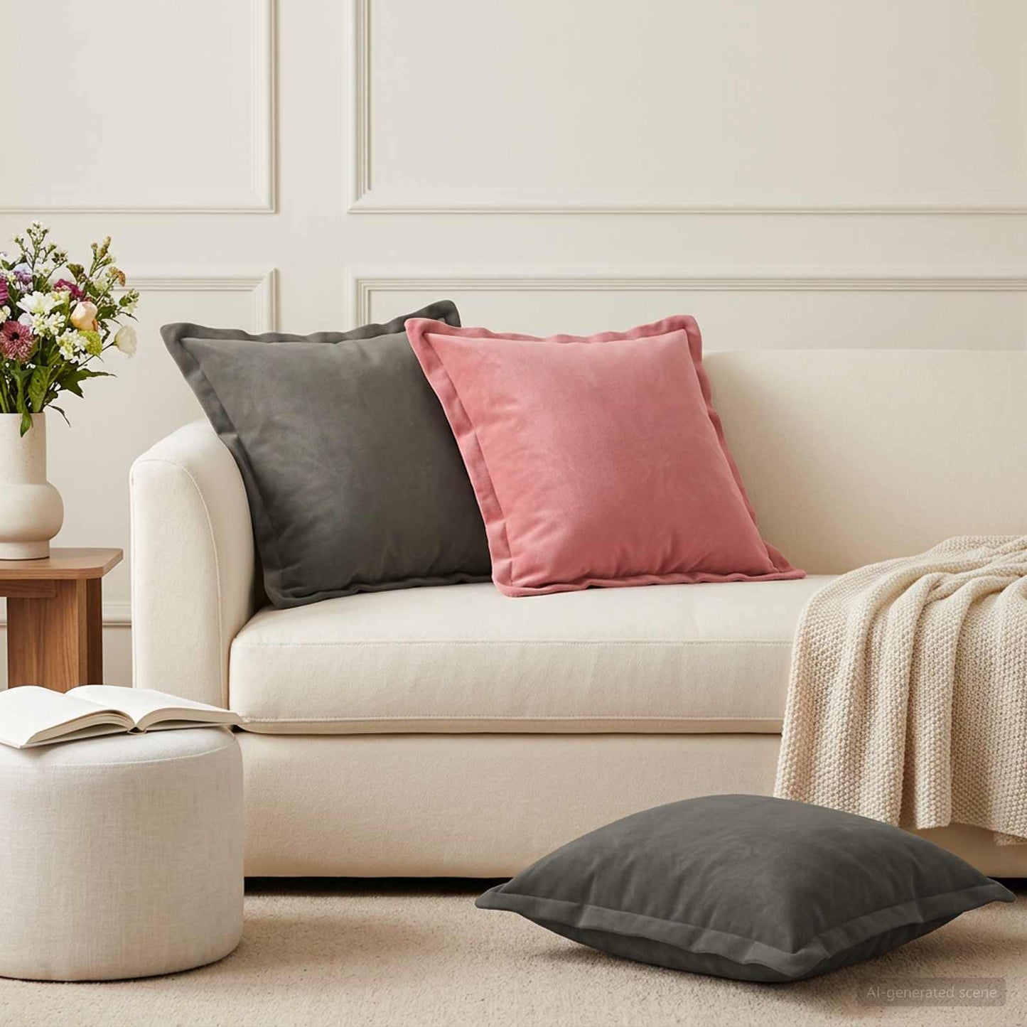 vidaXL Cushion with Pillow HOUTEN 6 pcs Pink Velvet