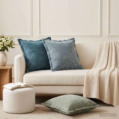 vidaXL Throw Pillow 6 pcs HOUTEN Green 50 x 50 cm Chenille Fabric