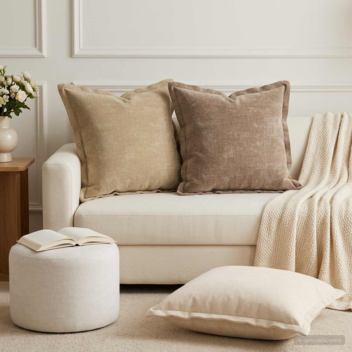 vidaXL Throw Pillow 2 pcs HOUTEN Taupe 50 x 50 cm Chenille Fabric