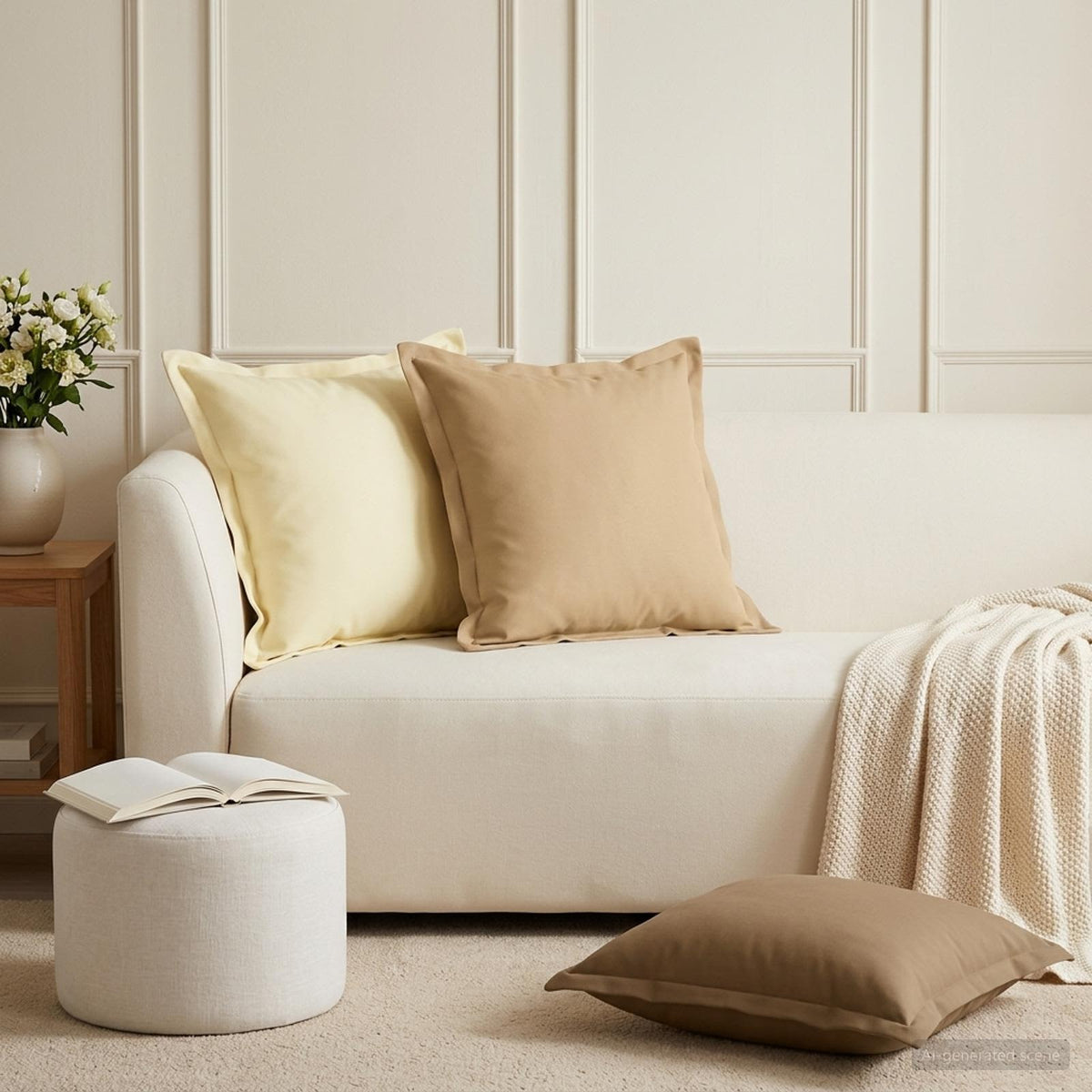 vidaXL Cushion with Pillow HOUTEN 2 pcs Cream Polyester