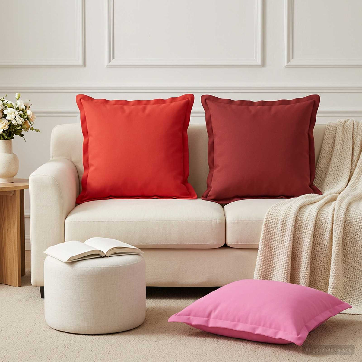 vidaXL Cushion with Pillow HOUTEN 12 pcs Wine Red Polyester