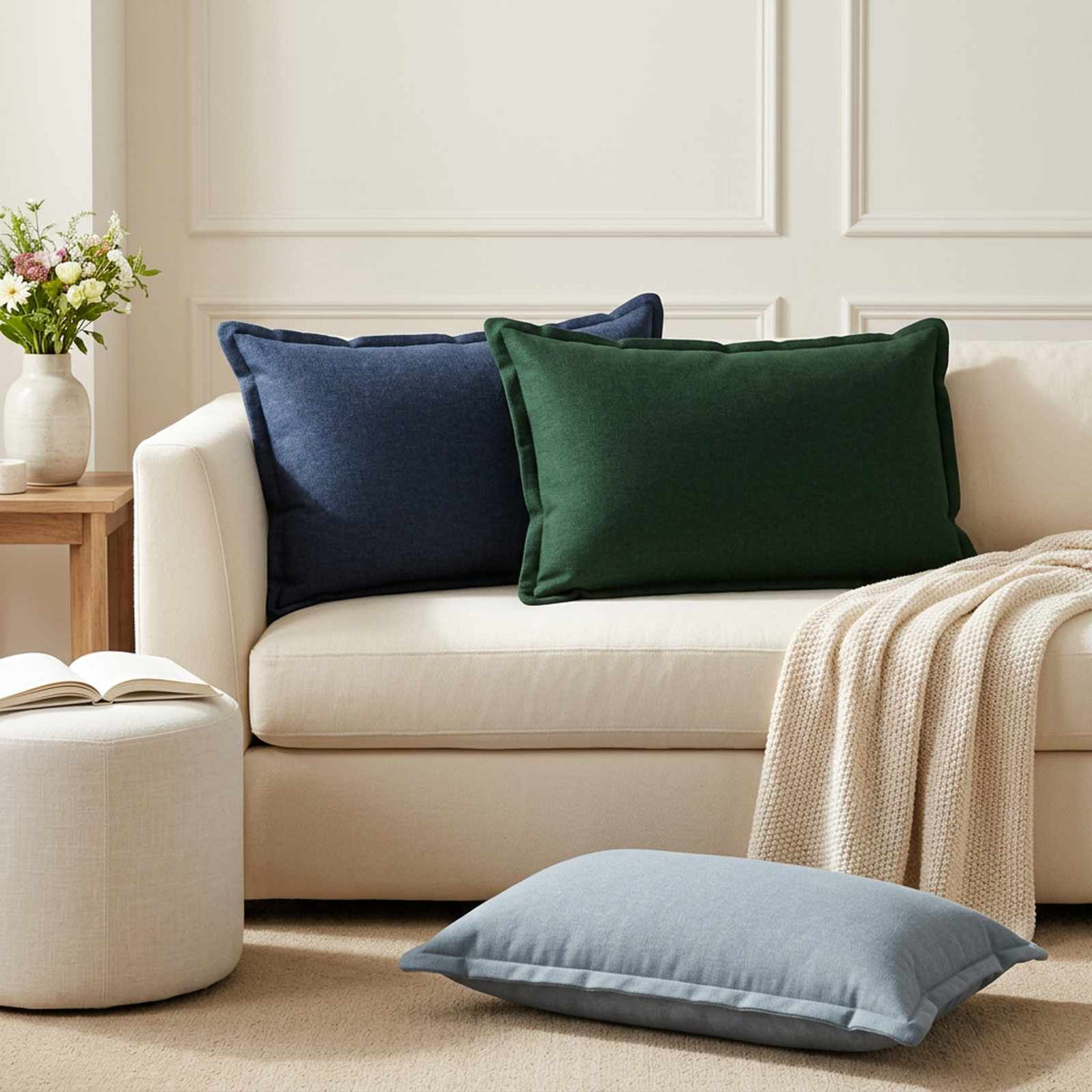 vidaXL Throw Pillow 2 pcs HOUTEN Dark Green 50 x 75 cm Faux Linen
