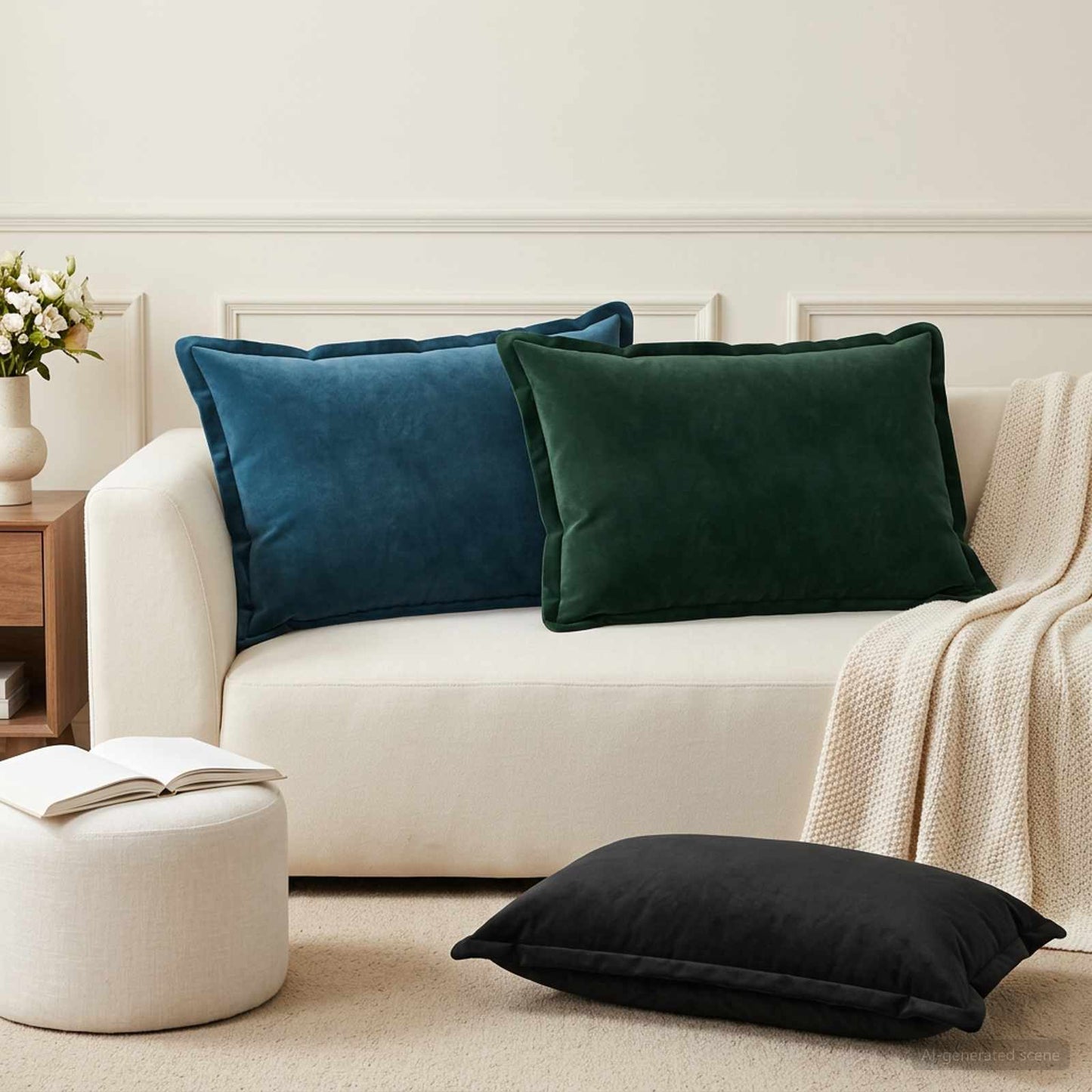 vidaXL Cushion with Pillow HOUTEN 2 pcs Dark Green Velvet