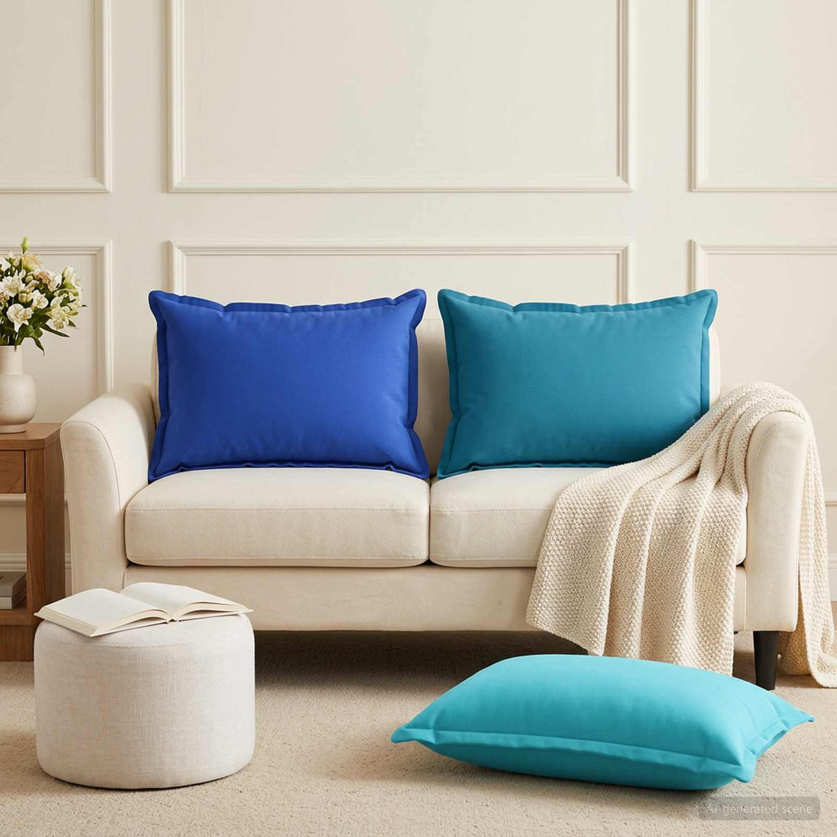vidaXL Throw Pillow 2 pcs HOUTEN Turquoise 50 x 80 cm Polyester