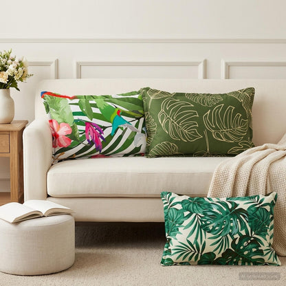 vidaXL Cushion Leaf with Pillow HOUTEN 2 pcs Leaf Pattern Polyester