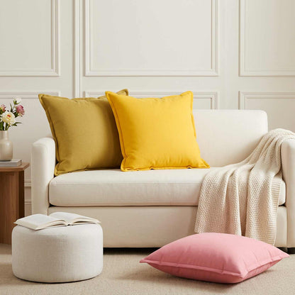 vidaXL Throw Pillow 2 pcs HOUTEN Light Yellow 55 x 55 cm Faux Linen