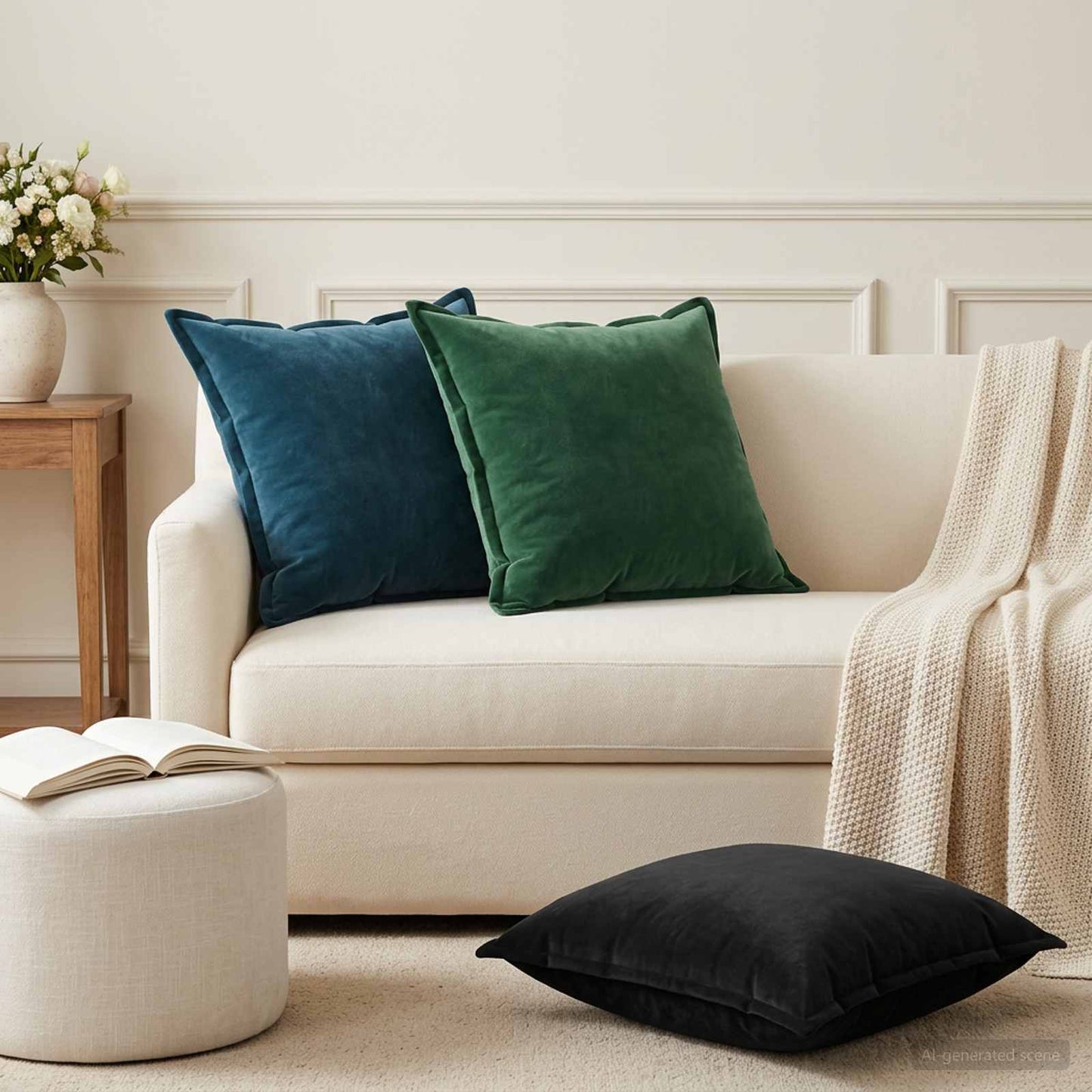 vidaXL Cushion with Pillow HOUTEN 2 pcs Black Velvet