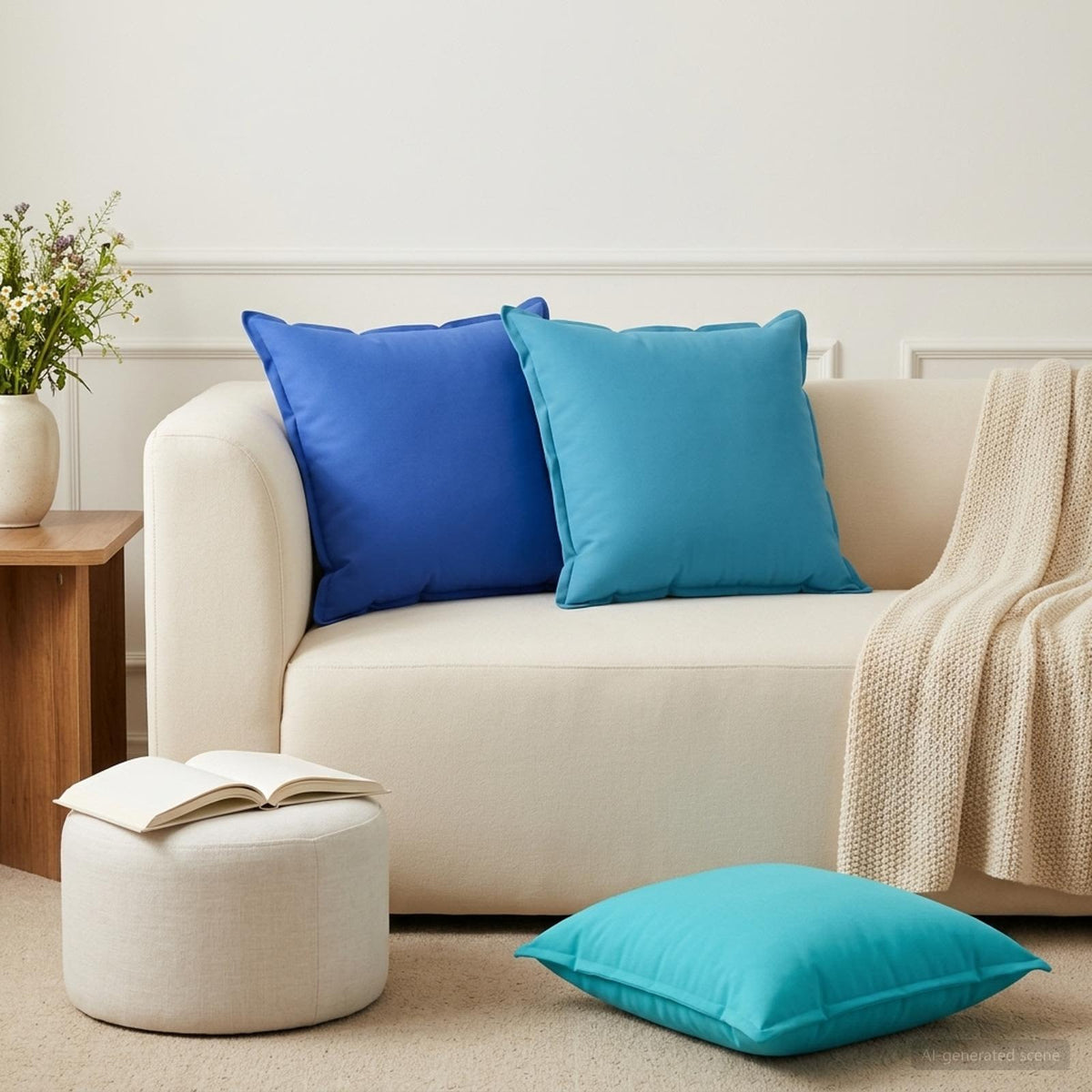 vidaXL Throw Pillow 2 pcs HOUTEN Light Blue 60 x 60 cm Polyester