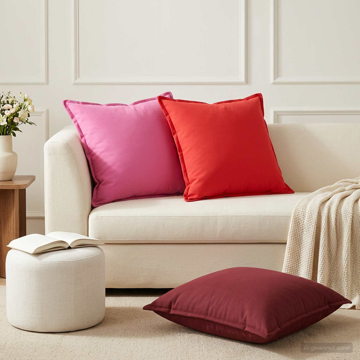 vidaXL Throw Pillow 2 pcs HOUTEN Wine Red 60 x 60 cm Polyester