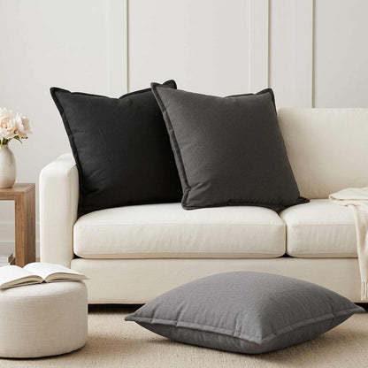 vidaXL Throw Pillow 2 pcs HOUTEN Black 65 x 65 cm Faux Linen
