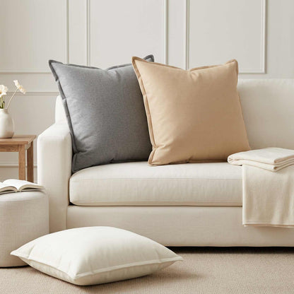 vidaXL Throw Pillow 2 pcs HOUTEN White 80 x 80 cm Faux Linen