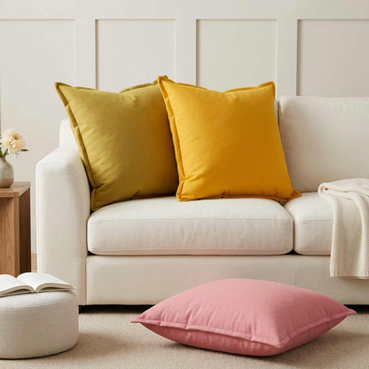 vidaXL Throw Pillow 2 pcs HOUTEN Light Yellow 65 x 65 cm Faux Linen