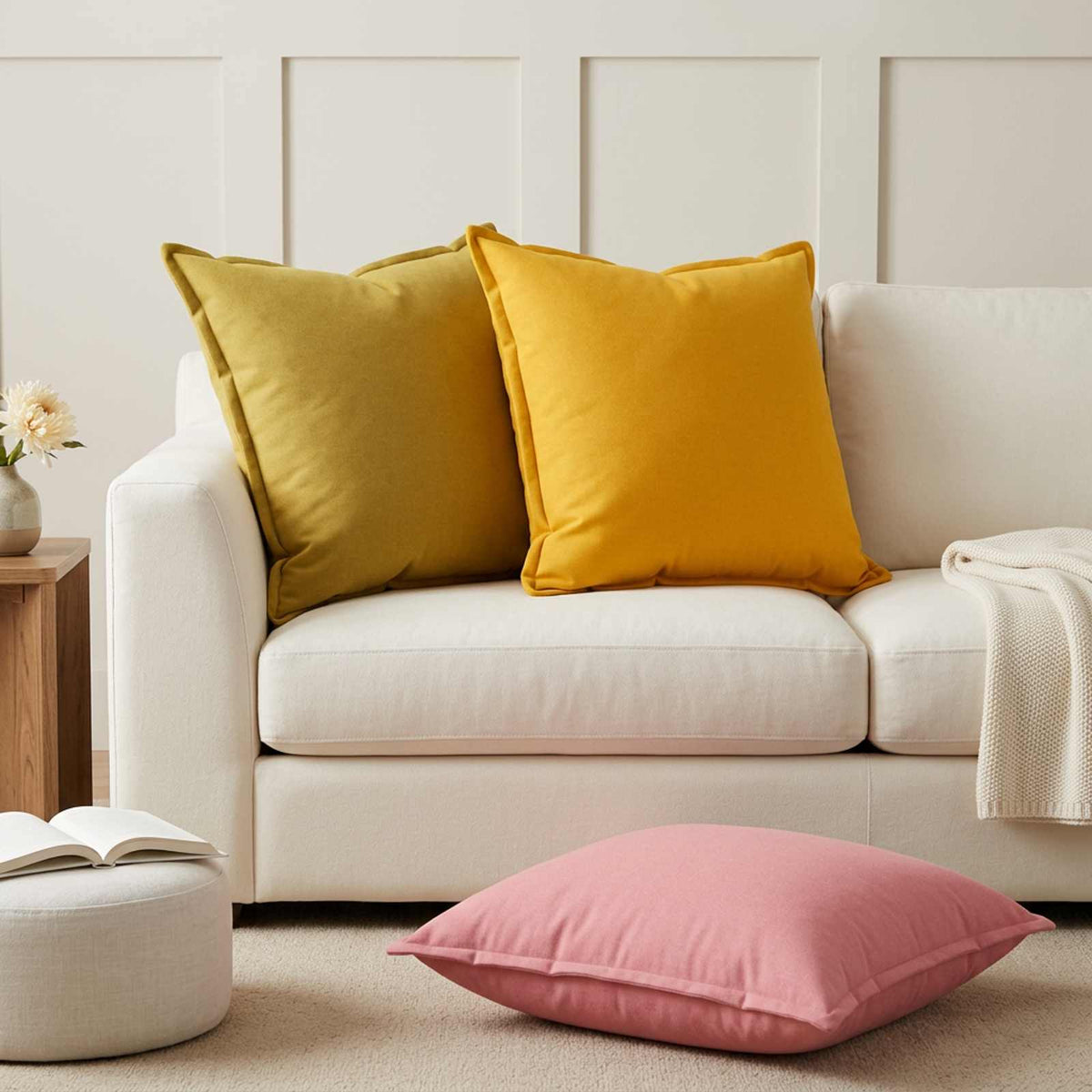 vidaXL Throw Pillow 2 pcs HOUTEN Pink 65 x 65 cm Faux Linen
