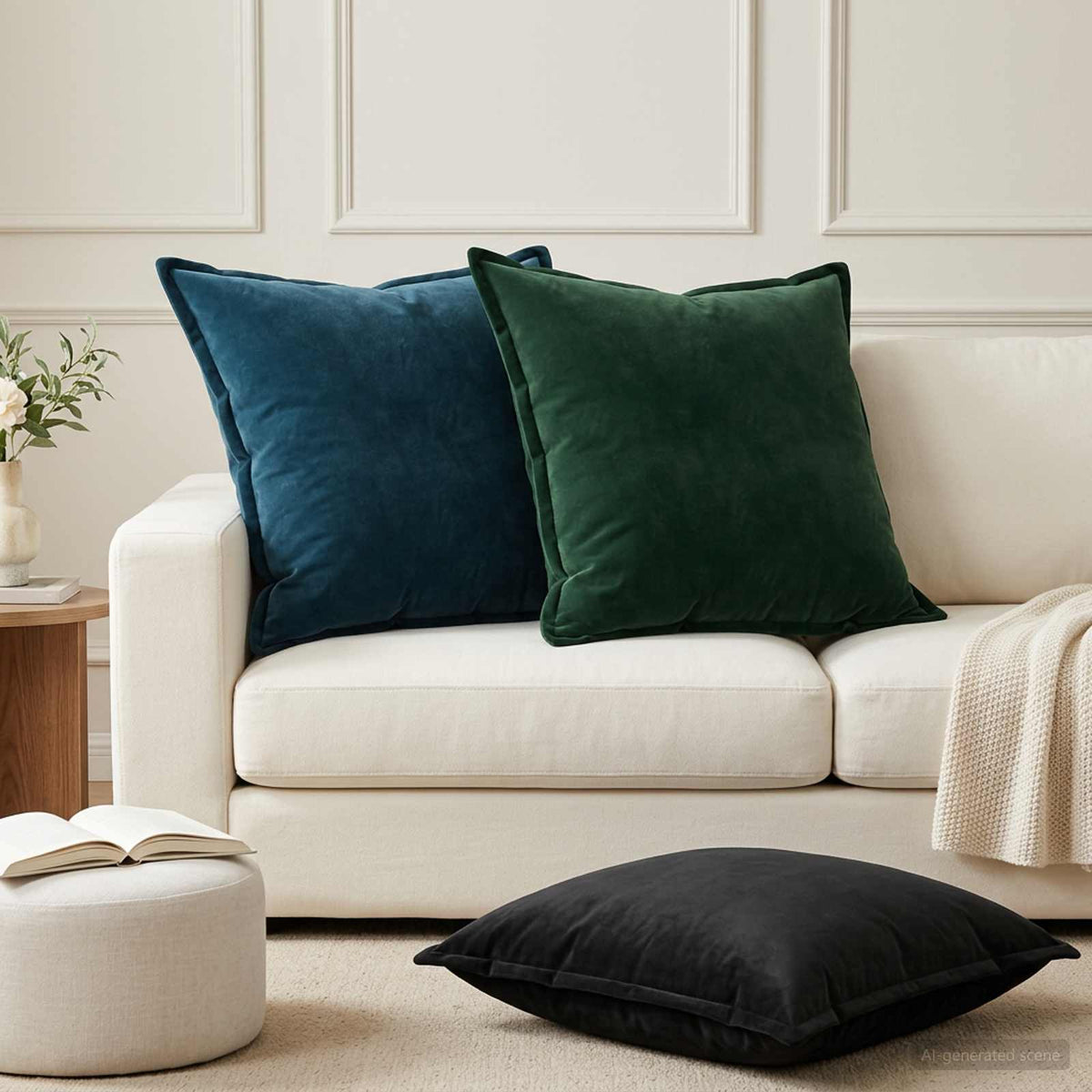 vidaXL Cushion with Pillow HOUTEN 2 pcs Black Velvet