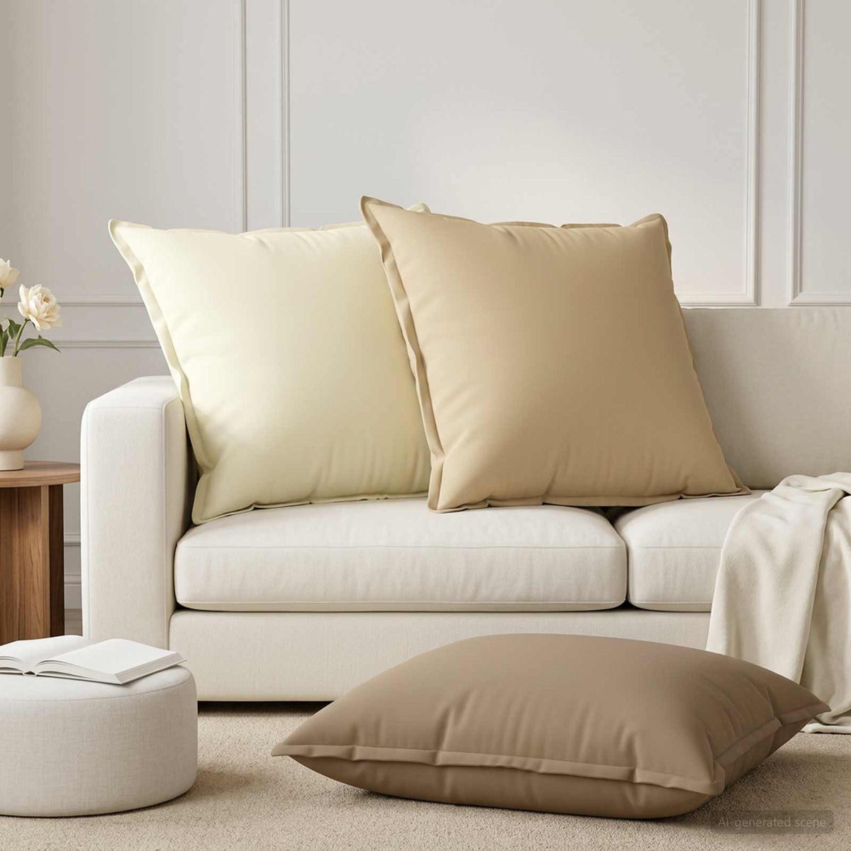 vidaXL Cushion with Pillow HOUTEN 2 pcs Beige Polyester