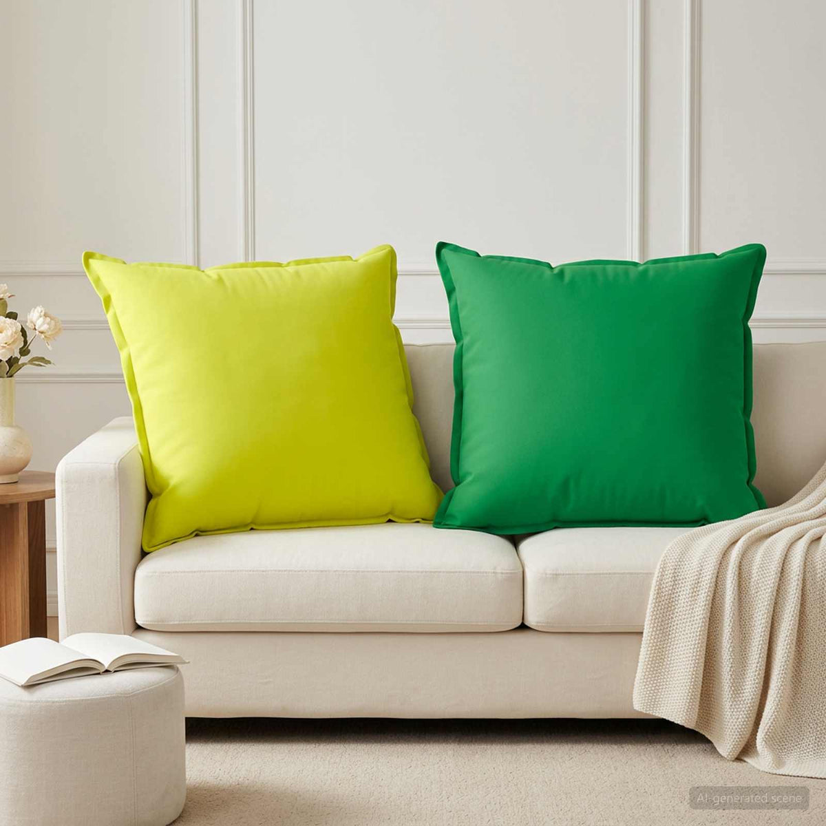vidaXL Throw Pillow 2 pcs HOUTEN Bright Green 65 x 65 cm Polyester