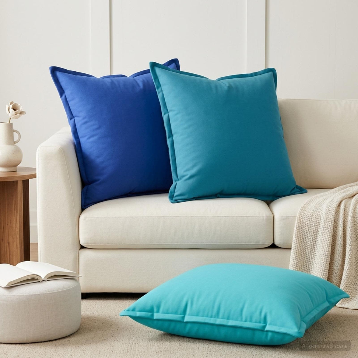 vidaXL Throw Pillow 2 pcs HOUTEN Light Blue 70 x 70 cm Polyester