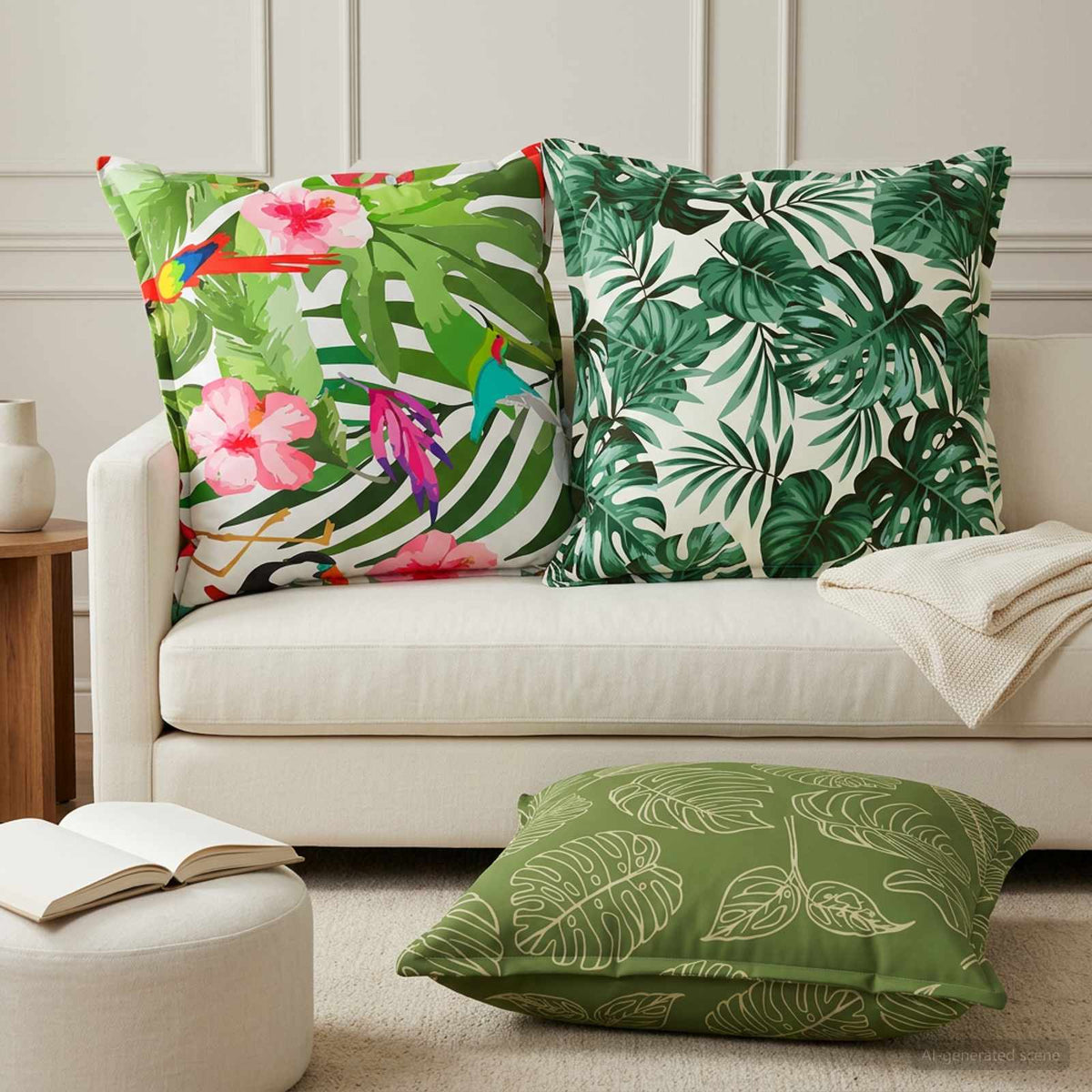 vidaXL Throw Pillow 2 pcs HOUTEN Leaf Design 70 x 70 cm Polyester