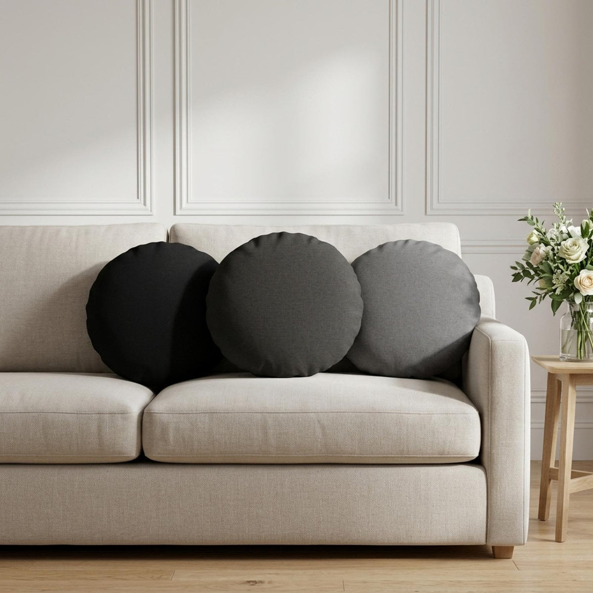 vidaXL Throw Pillow 2 pcs HEERLEN Light Grey Dia. 40 cm Fabric