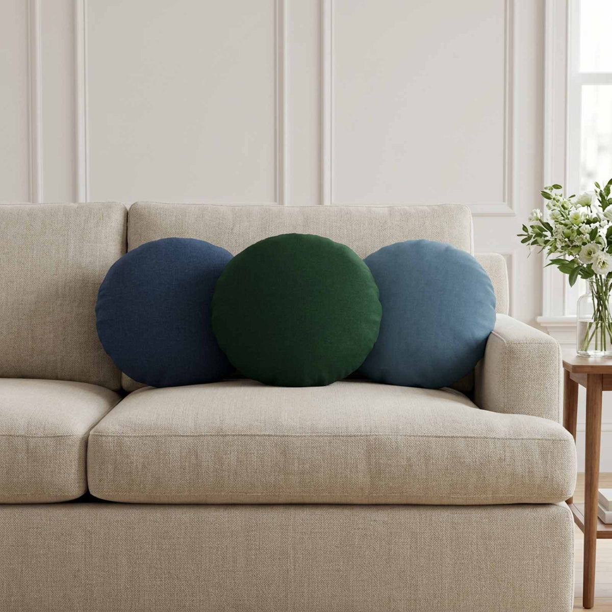 vidaXL Throw Pillow 2 pcs HEERLEN Dark Green Dia. 30 cm Fabric
