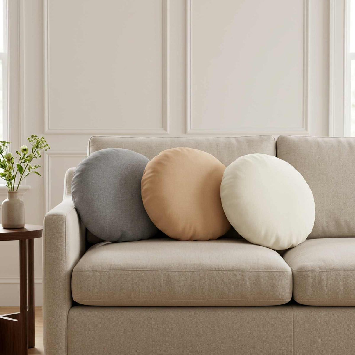 vidaXL Throw Pillow 6 pcs HEERLEN Cream Dia. 40 cm Fabric