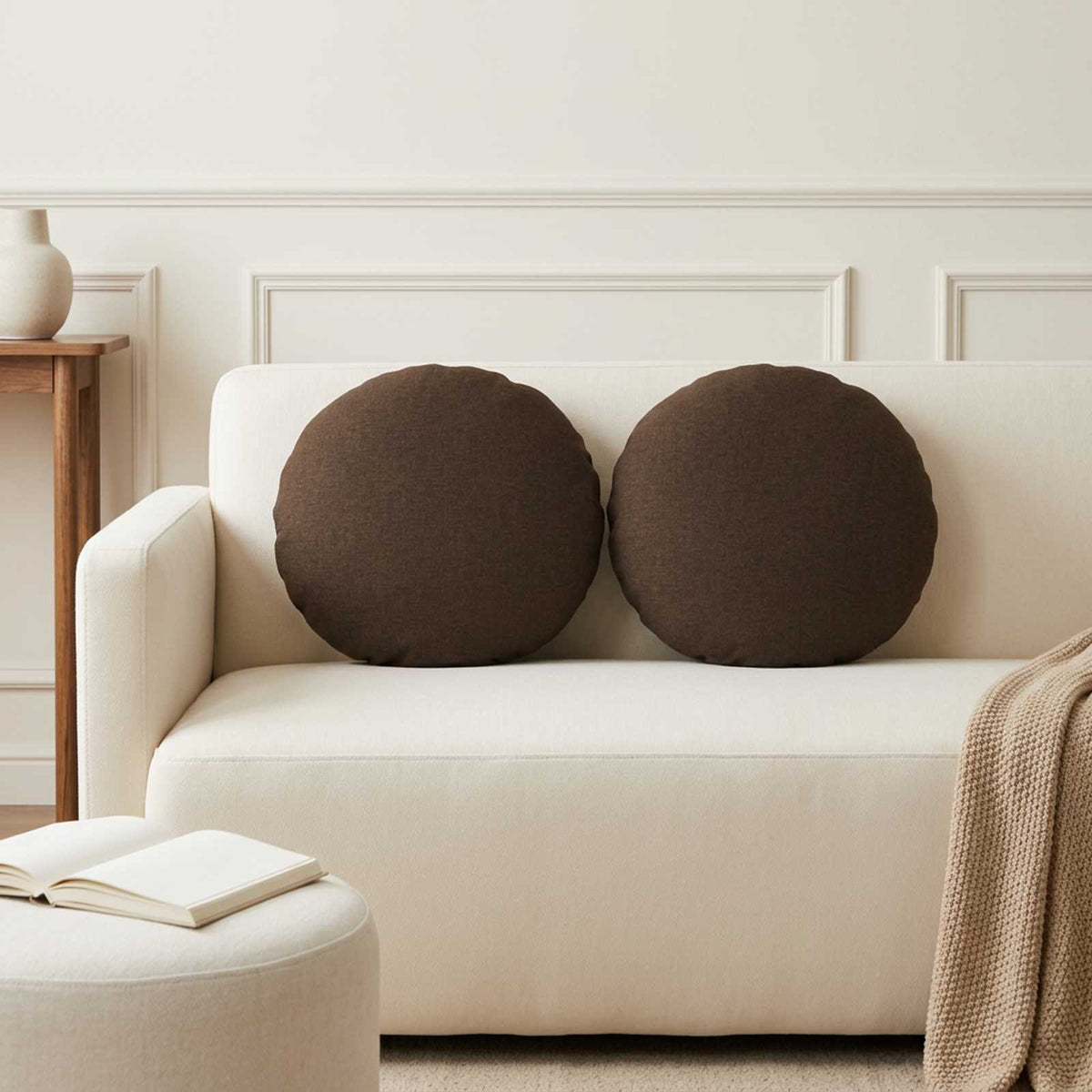 vidaXL Throw Pillow 2 pcs HEERLEN Brown Dia. 30 cm Fabric