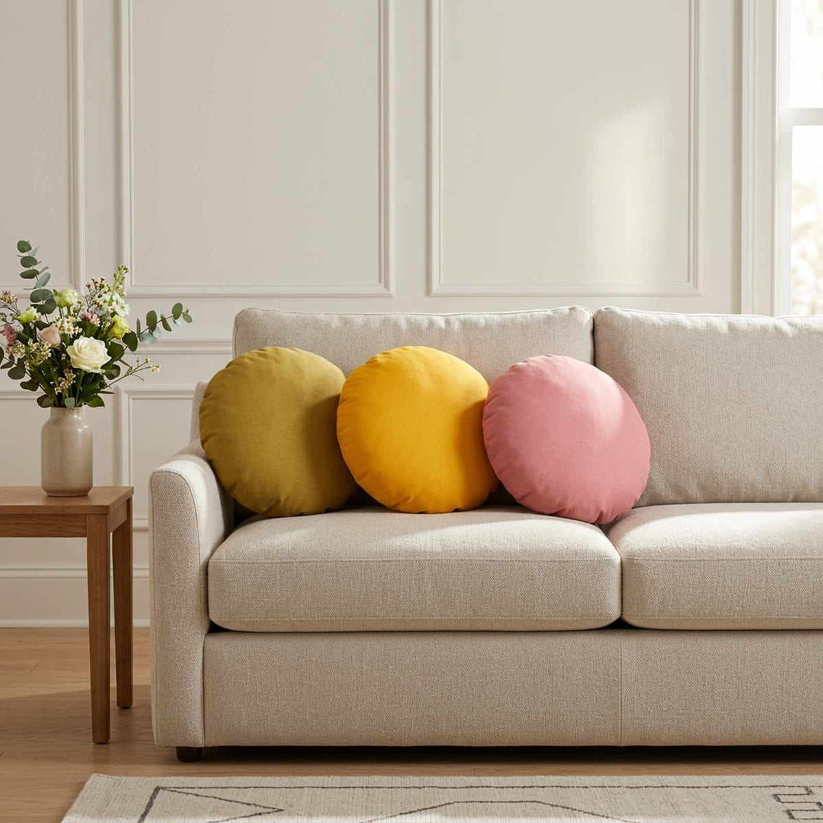 vidaXL Throw Pillow 2 pcs HEERLEN Light Yellow Dia. 40 cm Fabric