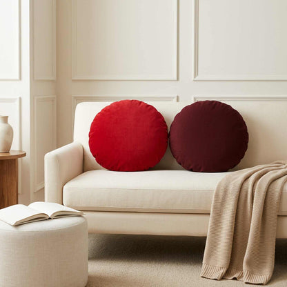 vidaXL Throw Pillow 2 pcs HEERLEN Wine Red Dia. 30 cm Fabric