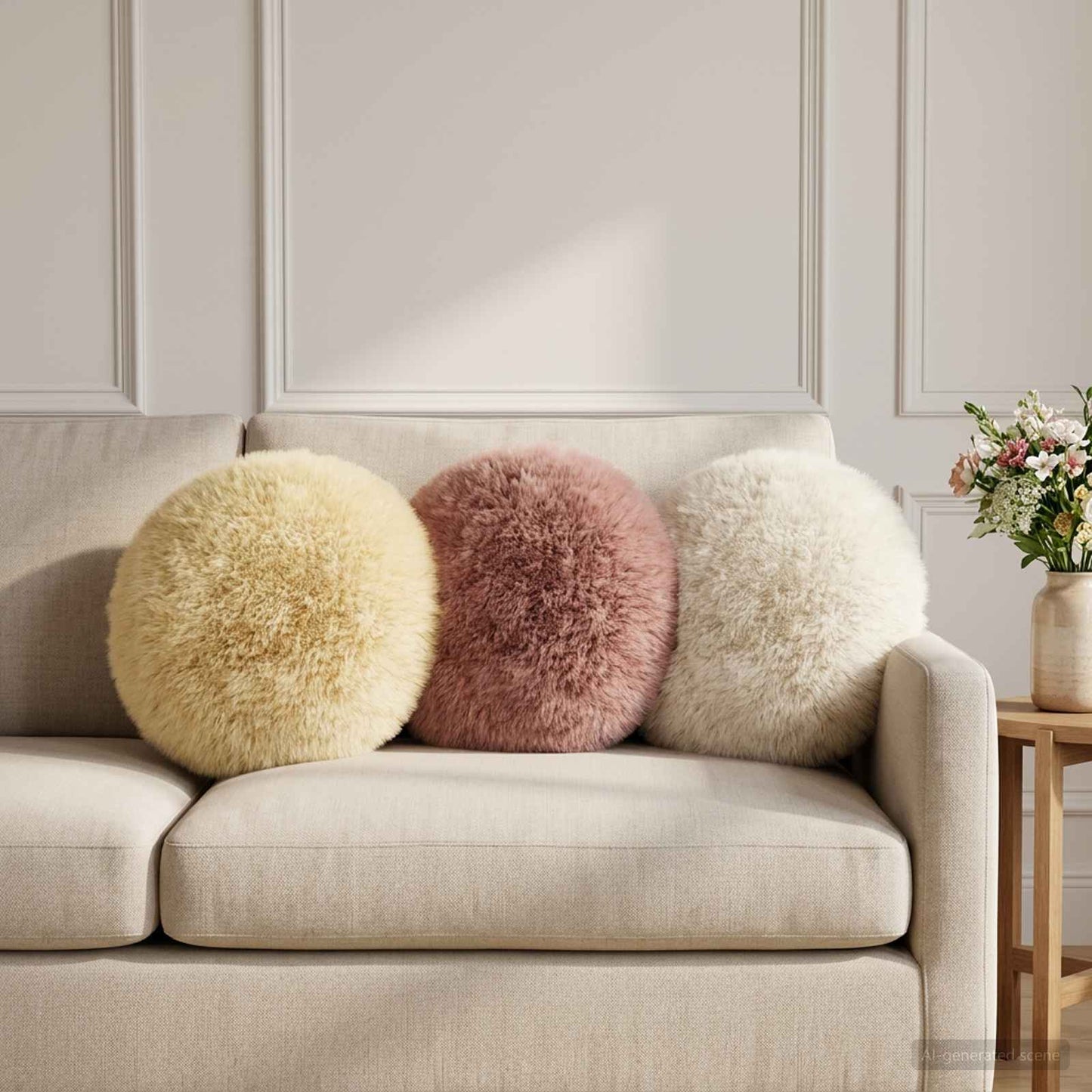 vidaXL Cushion with Pillow HEERLEN 6 pcs White PV Fleece