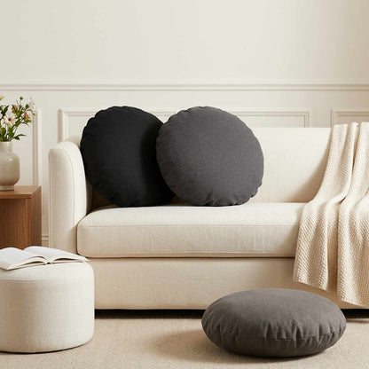 vidaXL Throw Pillow 2 pcs HEERLEN Black Dia. 60 cm Fabric