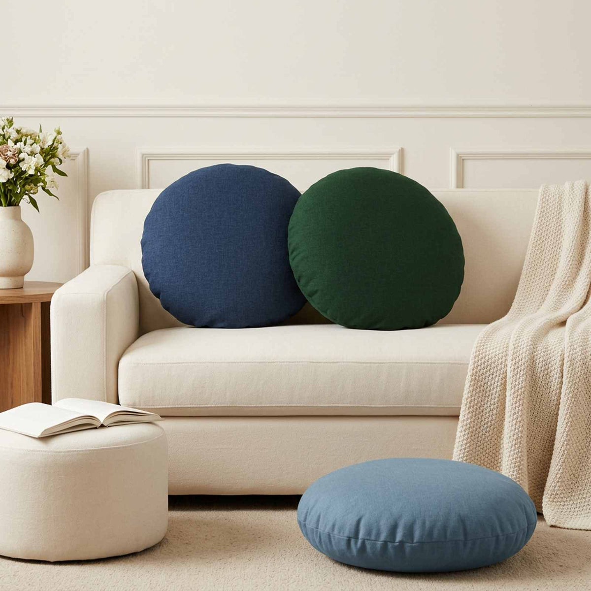 vidaXL Throw Pillow 6 pcs HEERLEN Dark Green Dia. 50 cm Fabric