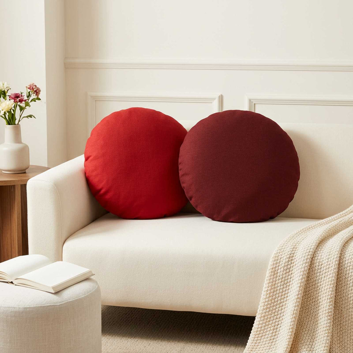 vidaXL Throw Pillow 2 pcs HEERLEN Red Dia. 50 cm Fabric