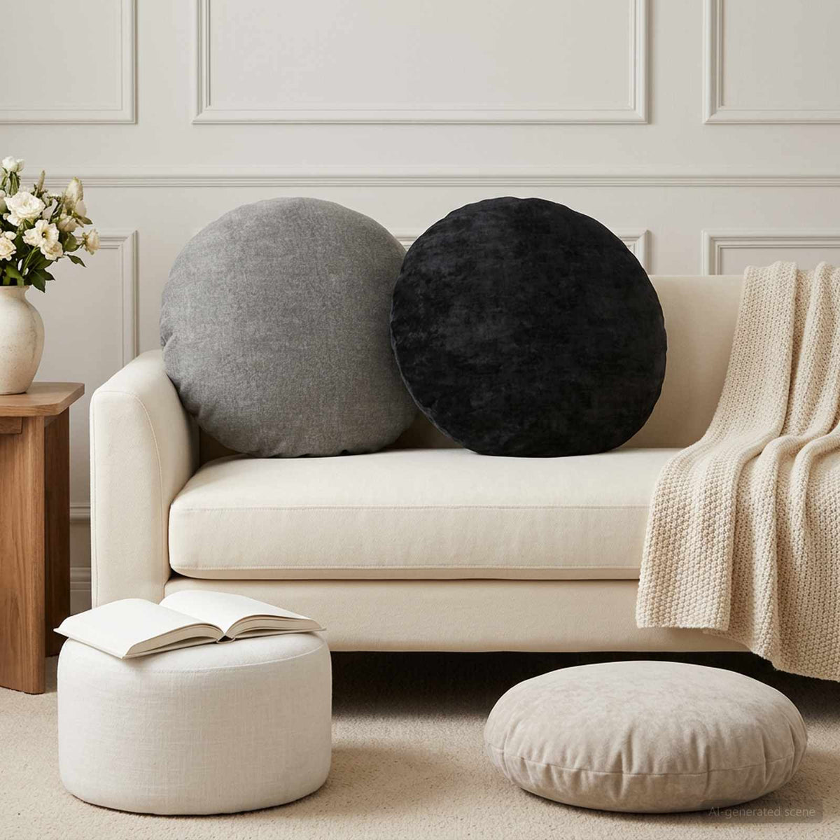 vidaXL Throw Pillow 6 pcs HEERLEN Anthracite Dia. 50 cm