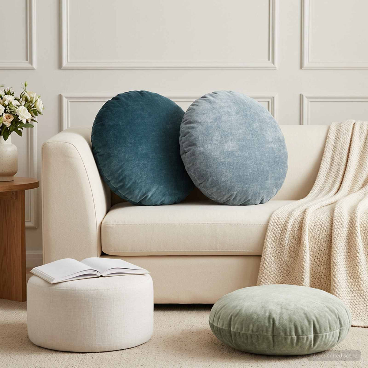 vidaXL Throw Pillow 6 pcs HEERLEN Light Blue Dia. 60 cm