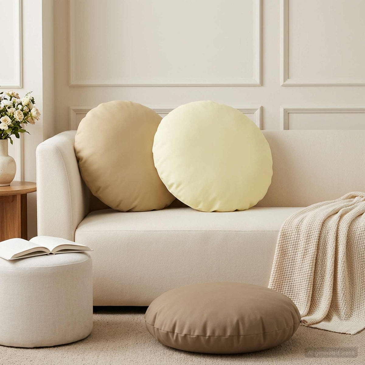vidaXL Cushion with Pillow HEERLEN 2 pcs Cream Polyester