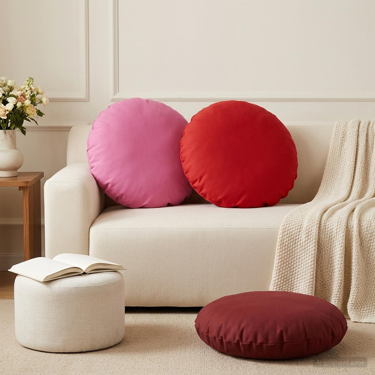 vidaXL Throw Pillow 6 pcs HEERLEN Red Dia. 60 cm Polyester