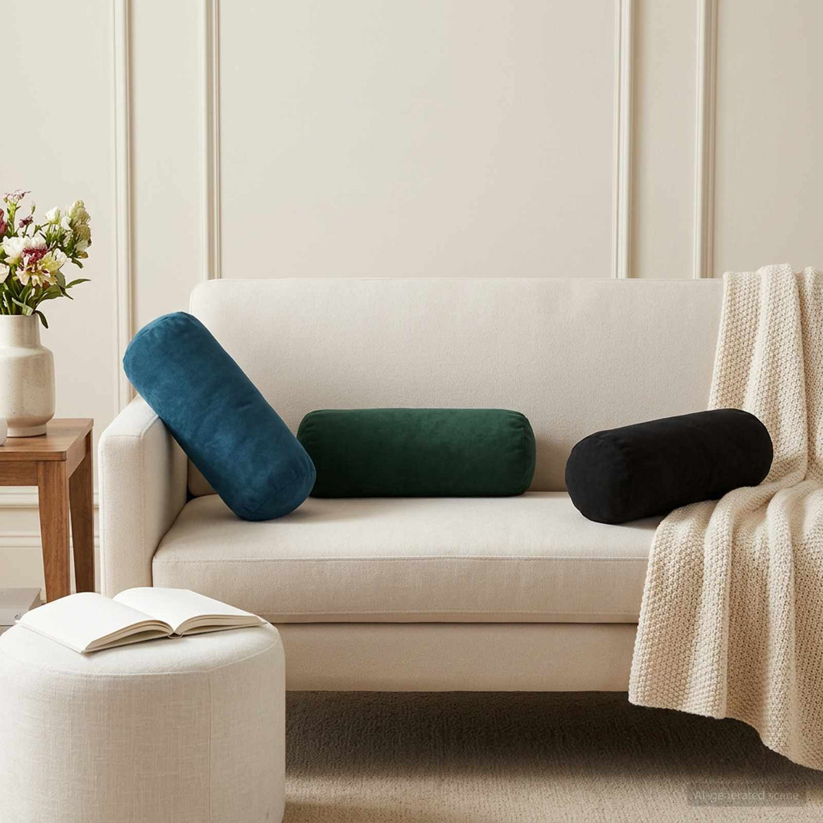 vidaXL Cushion with Pillow HEERLEN 2 pcs Black Velvet