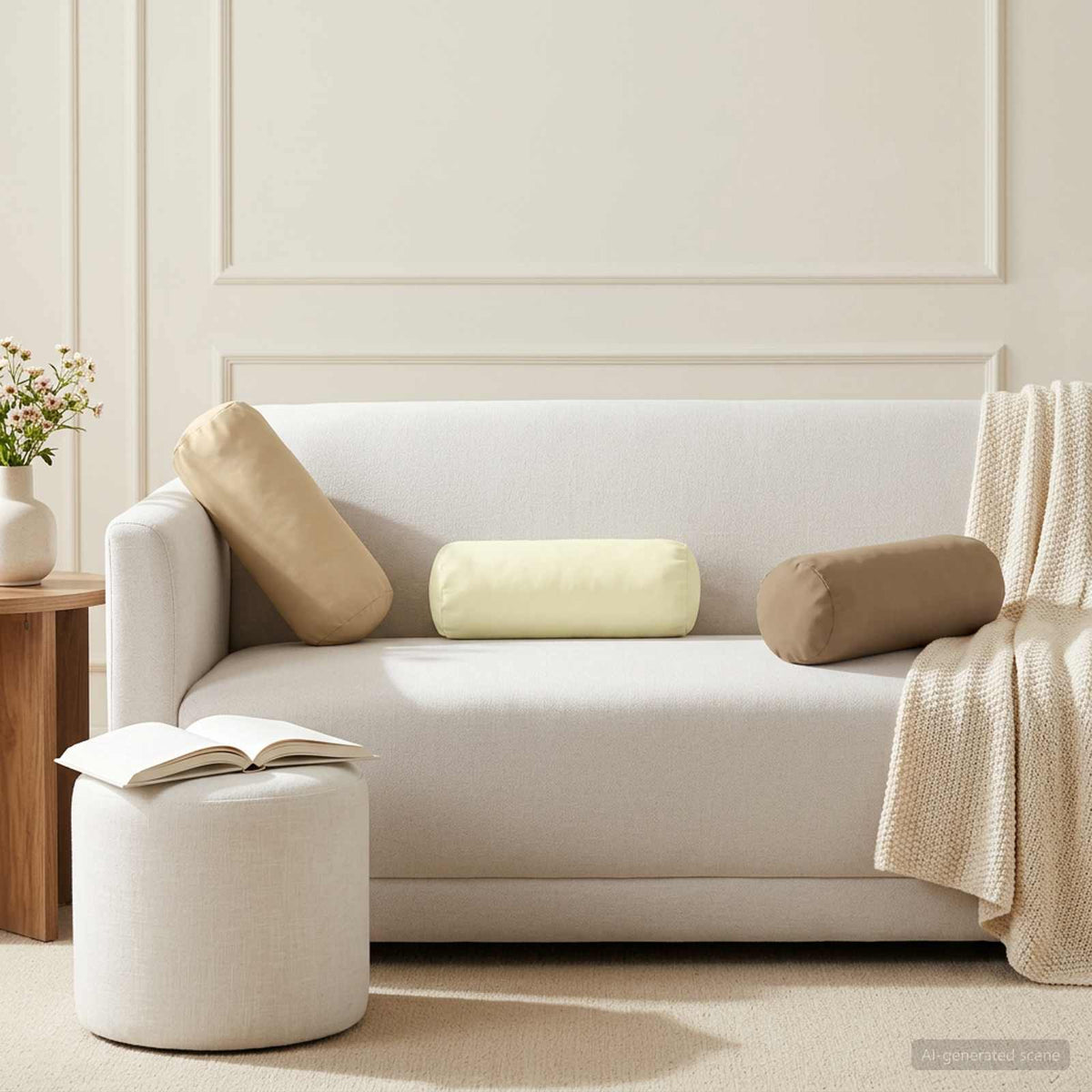vidaXL Cushion with Pillow HEERLEN 6 pcs Beige Polyester