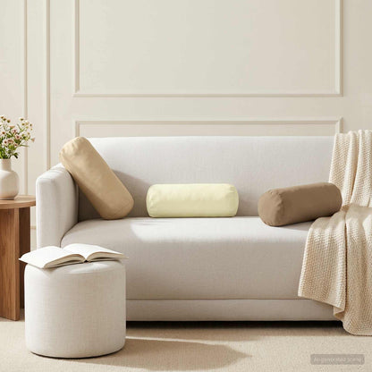 vidaXL Throw Pillow 2 pcs HEERLEN Cream Dia. 15 x 40 cm Polyester